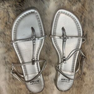 Stewart Weitzman Silver Sandals Minimalist Design Size 7